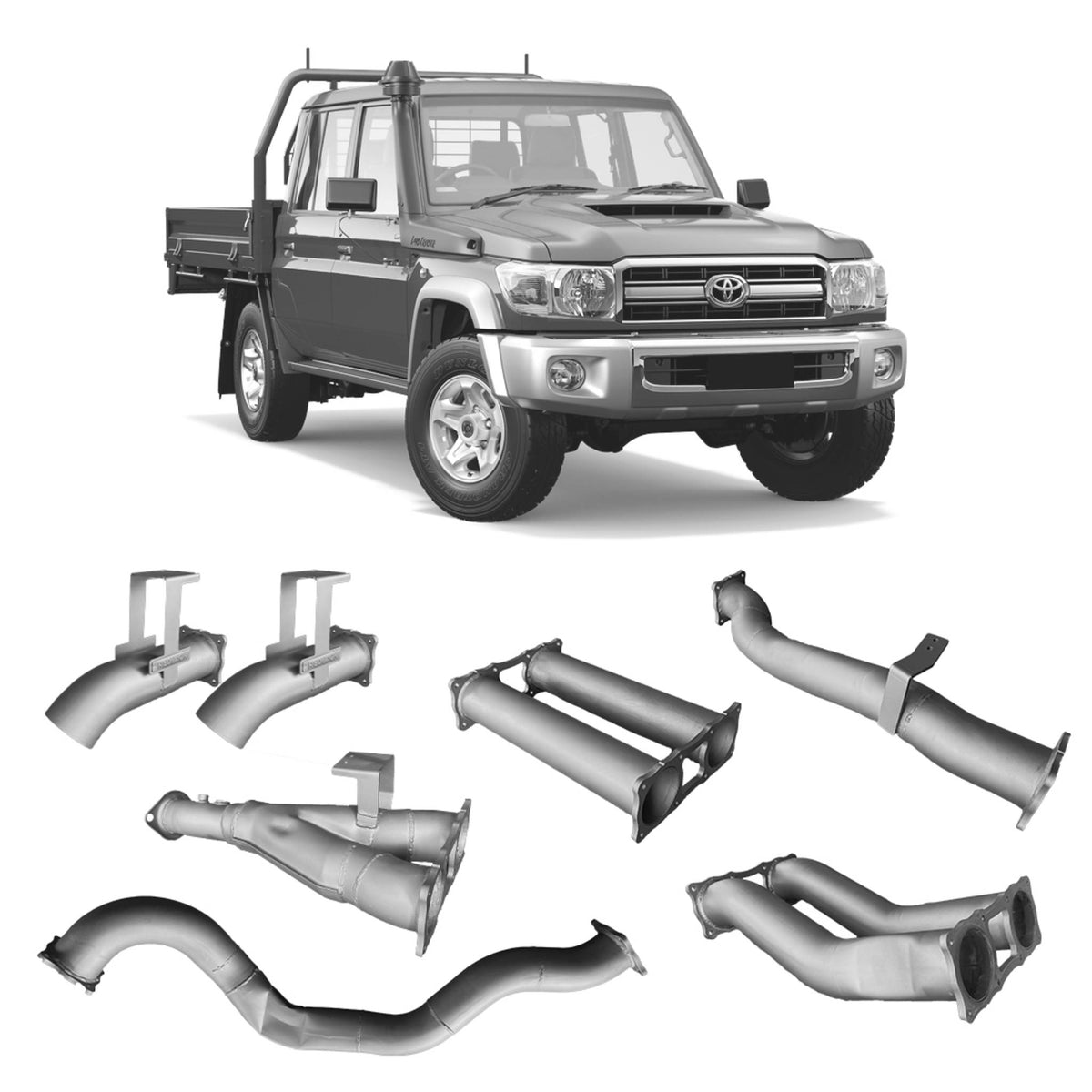 Toyota Landcruiser 79 Series Dual Cab Twin 4 inch Exhaust System Rob Bliss Exhaust